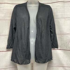 Chico’s black metallic 3/4 sleeve open front cardigan size 1 M/8
